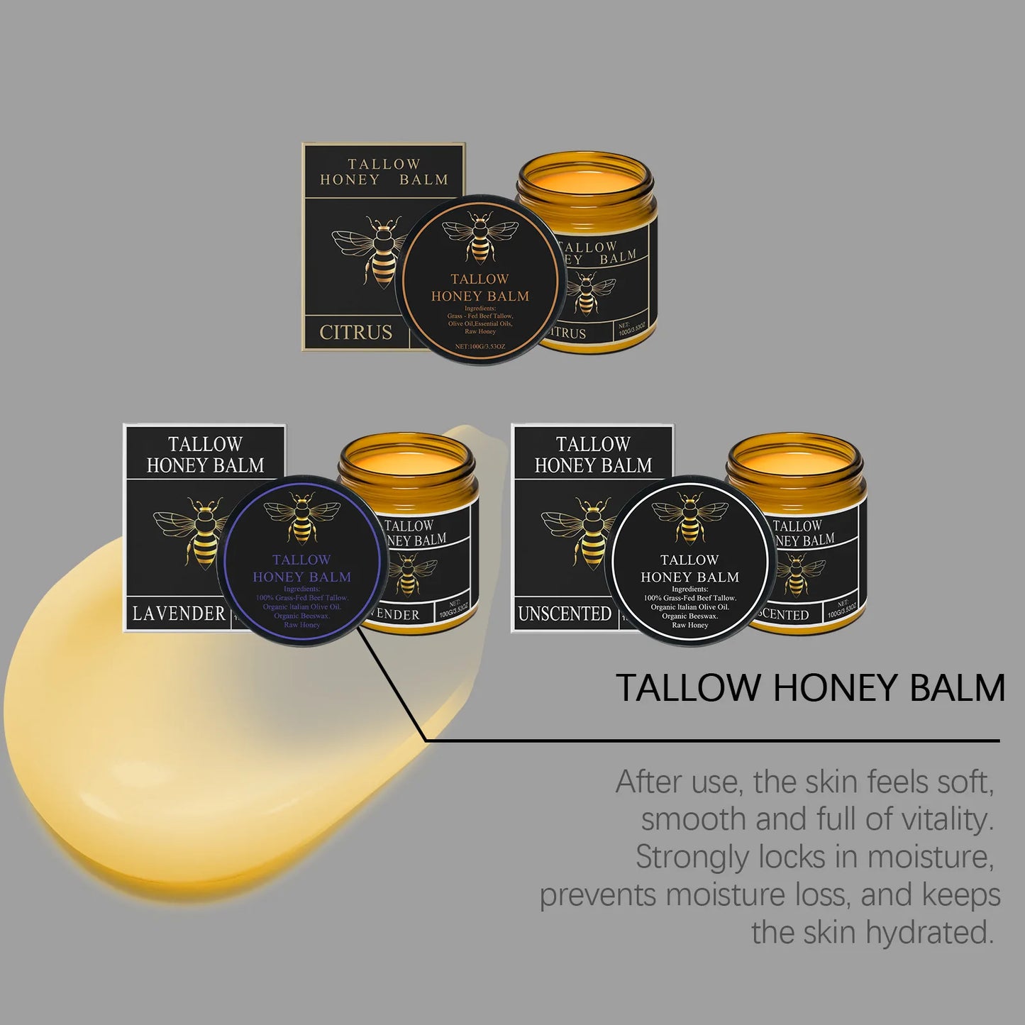 Beef Tallow Honey Balm