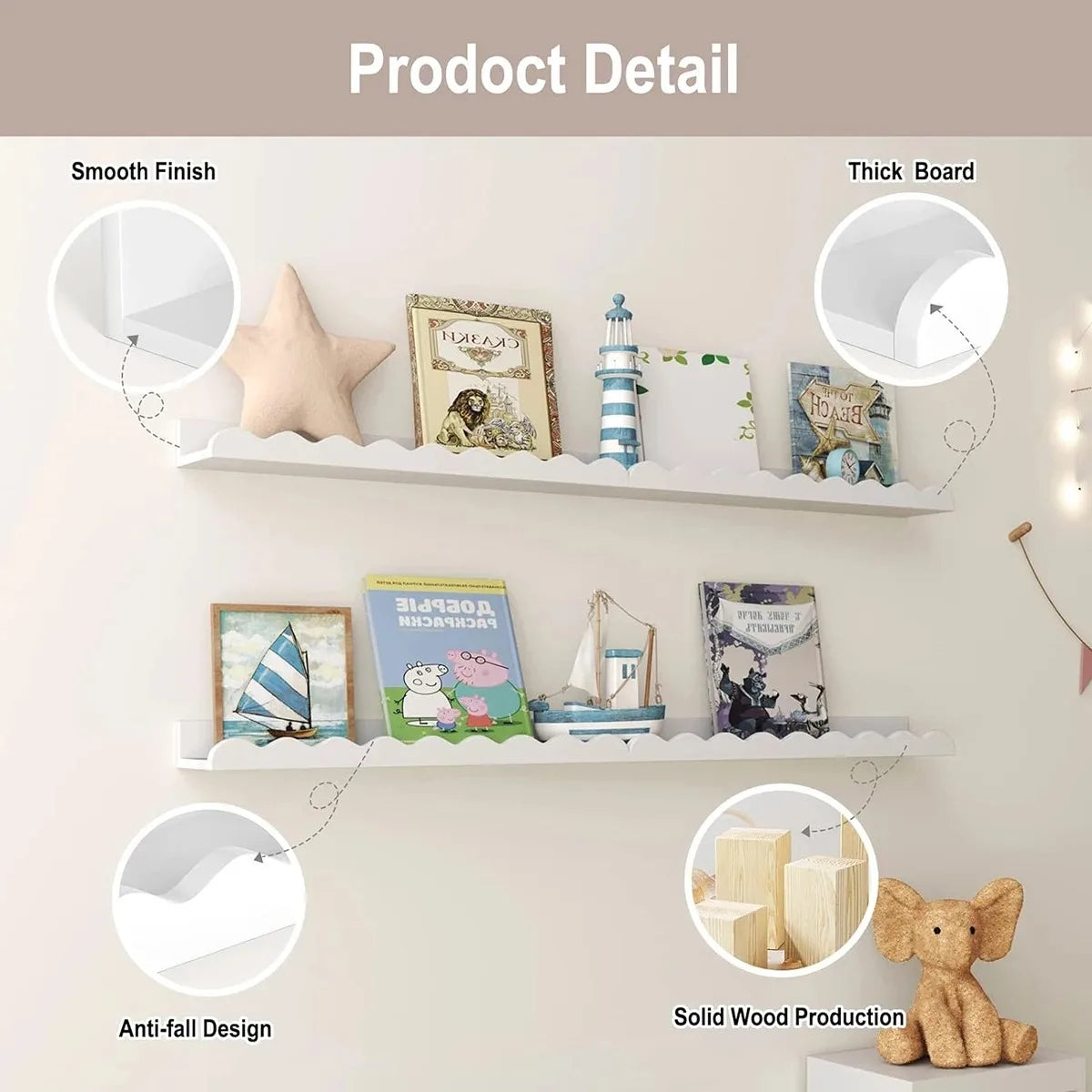 Wavy Wooden Floating Shelf
