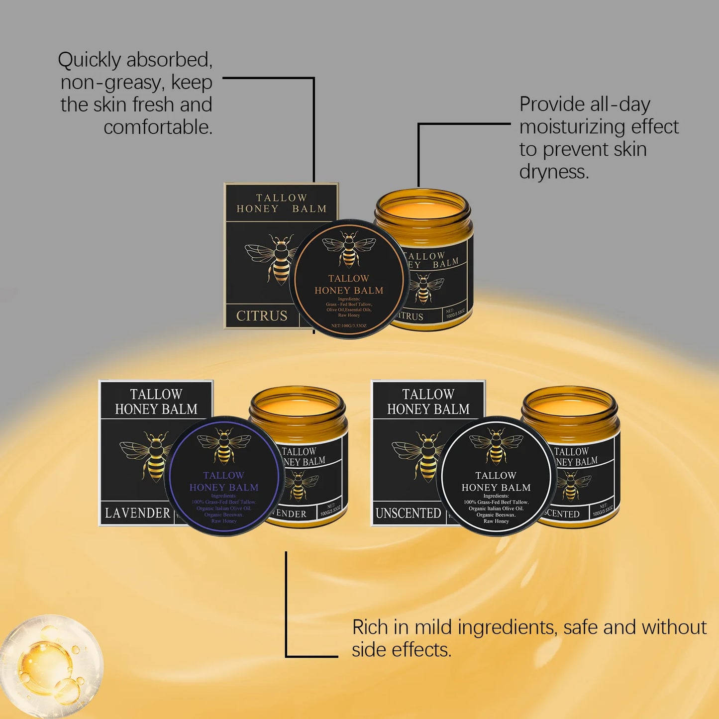 Beef Tallow Honey Balm